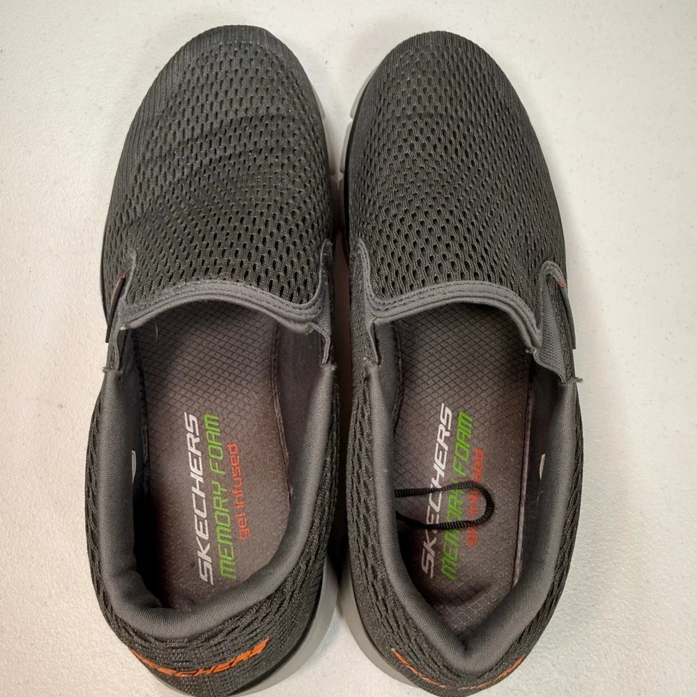 Skechers Equalizer 3.0 Charcoal Orange Mesh Slip On Walking Shoes 51509 Mens 8